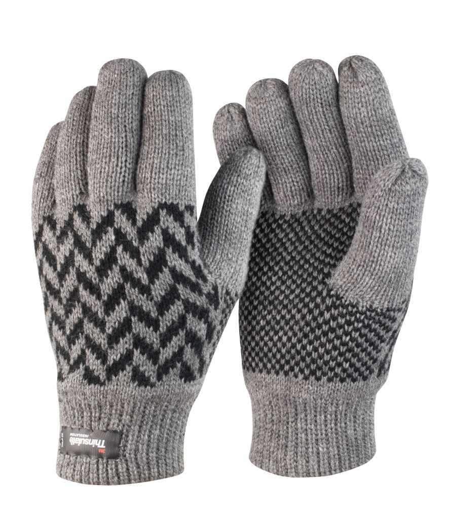 Result Pattern Thinsulate™ Gloves RS365 - Grey/Black