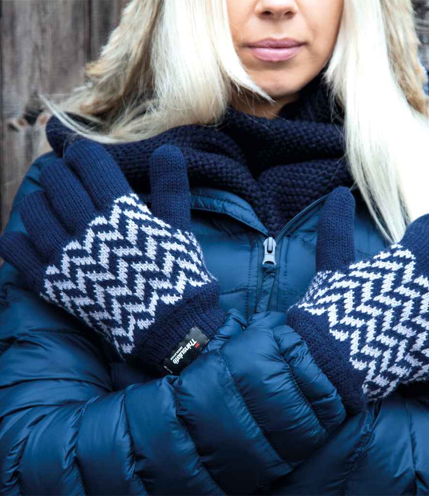 Result Pattern Thinsulate™ Gloves RS365 - RS365 Navy/Grey Model