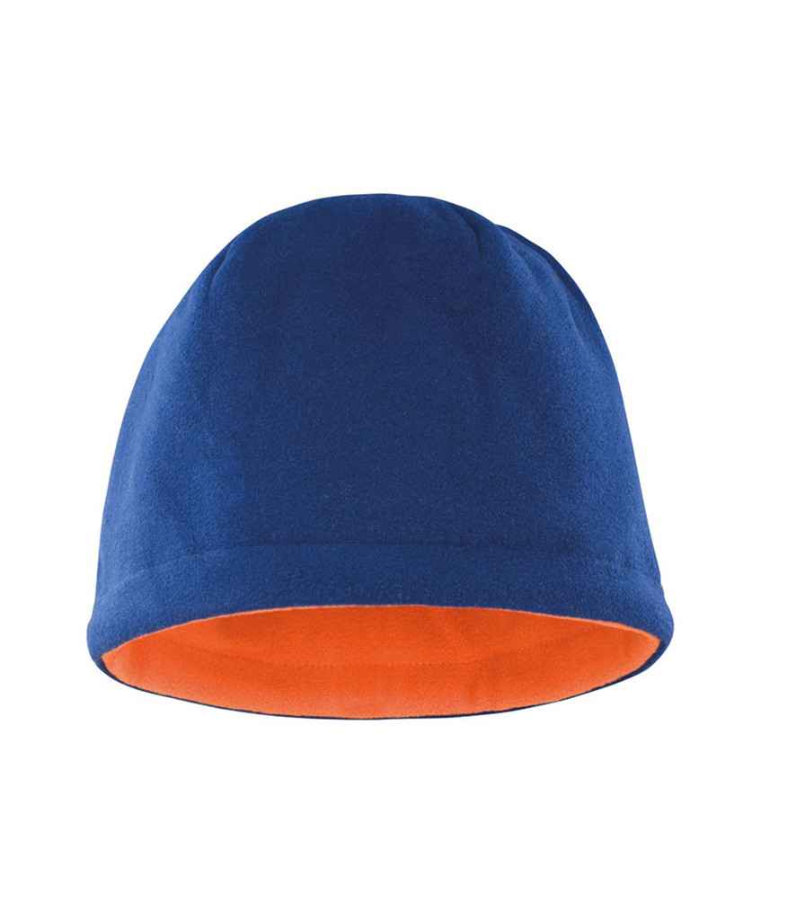 Result Reversible Fleece Skull Hat RS374 - Navy/Bright Orange