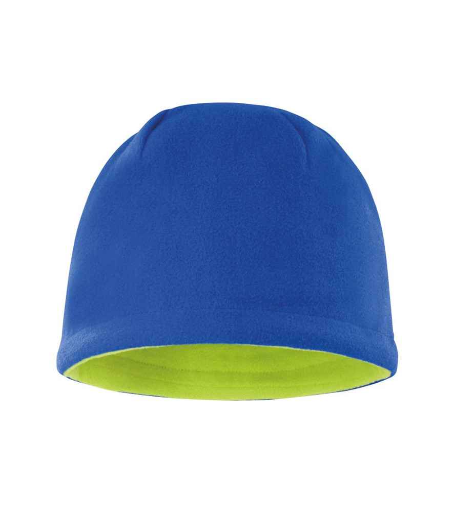 Result Reversible Fleece Skull Hat RS374 - Royal Blue/Lime Green