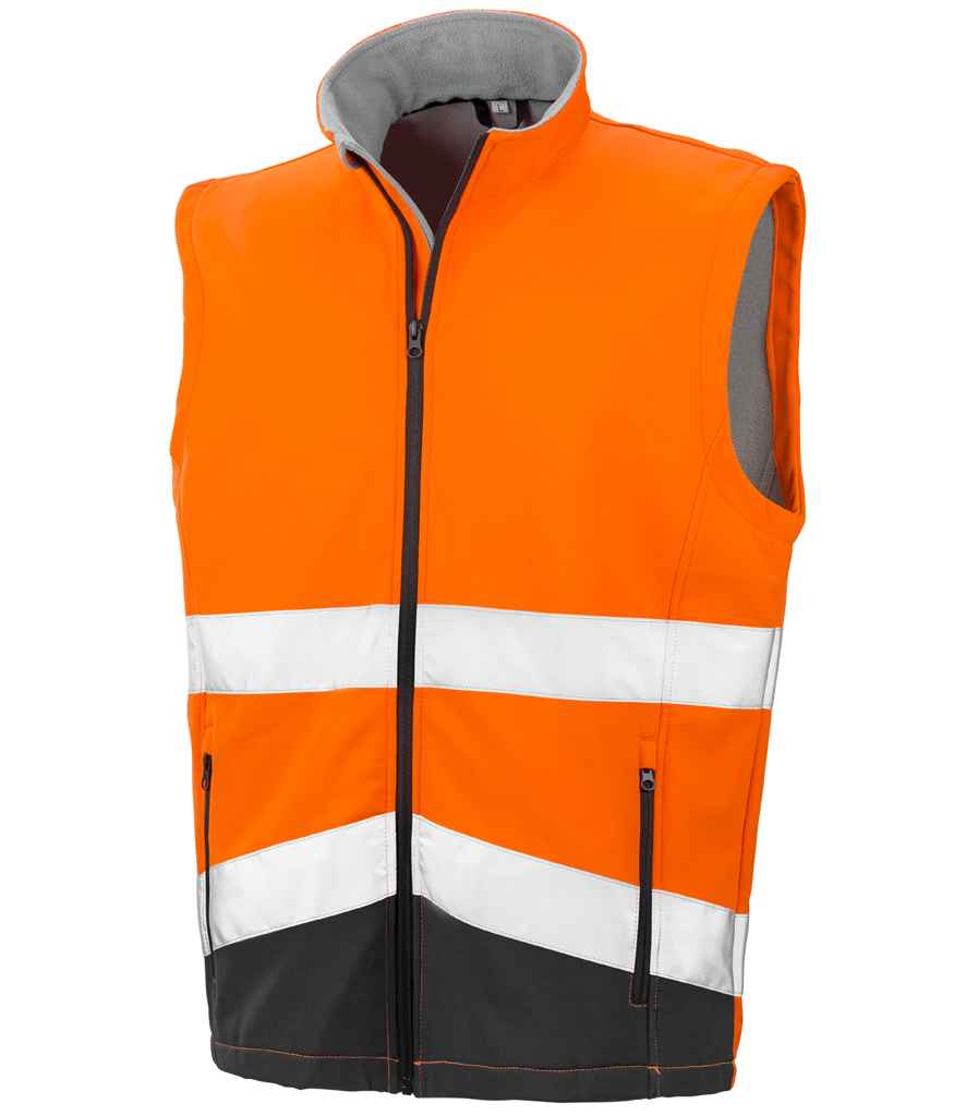 Result Safe-Guard Printable Safety Soft Shell Gilet RS451 - Fluorescent Orange/Black