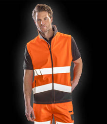 Result Safe-Guard Printable Safety Soft Shell Gilet RS451 - RS451 Fluorescent Orange/Black Model
