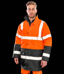 Result Core Motorway Two Tone Safety Jacket RS452 - RS452 Fluorescent Orange/Black Model