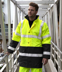 Result Core Motorway Two Tone Safety Jacket RS452 - RS452 Fluorescent Yellow/Black Model