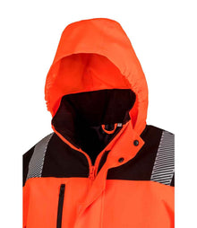 Result Safe-Guard Extreme Tech Printable Safety Soft Shell Jacket RS475 - RS475 Fluorescent Orange/Black Detail