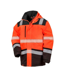 Result Safe-Guard Extreme Tech Printable Safety Soft Shell Jacket RS475 - Fluorescent Orange/Black