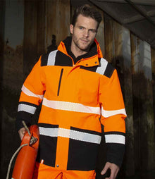 Result Safe-Guard Extreme Tech Printable Safety Soft Shell Jacket RS475 - RS475 Fluorescent Orange/Black Model