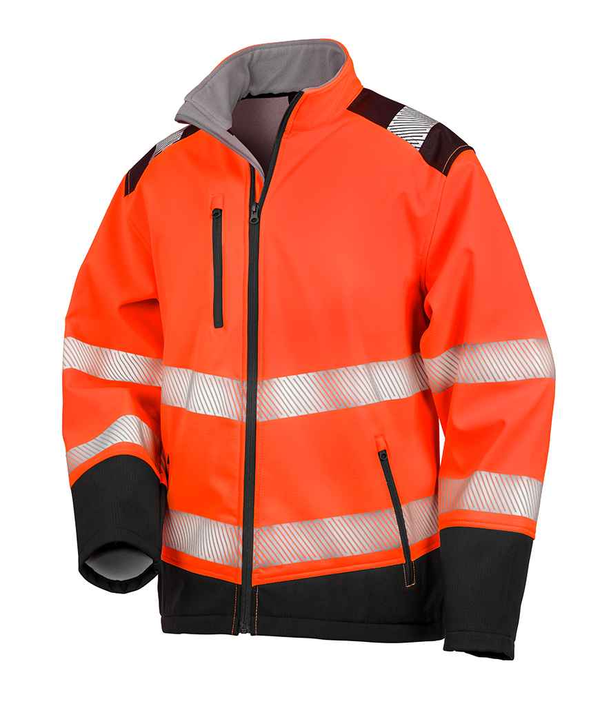 Result Safe-Guard Printable Ripstop Safety Soft Shell Jacket RS476 - Fluorescent Orange/Black