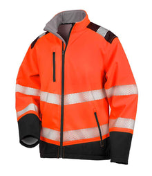 Result Safe-Guard Printable Ripstop Safety Soft Shell Jacket RS476 - Fluorescent Orange/Black