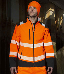 Result Safe-Guard Printable Ripstop Safety Soft Shell Jacket RS476 - RS476 Fluorescent Orange/Black Model