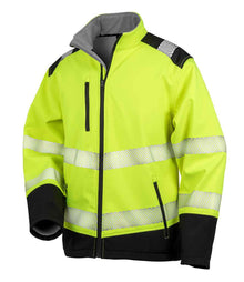 Result Safe-Guard Printable Ripstop Safety Soft Shell Jacket RS476 - Fluorescent Yellow/Black