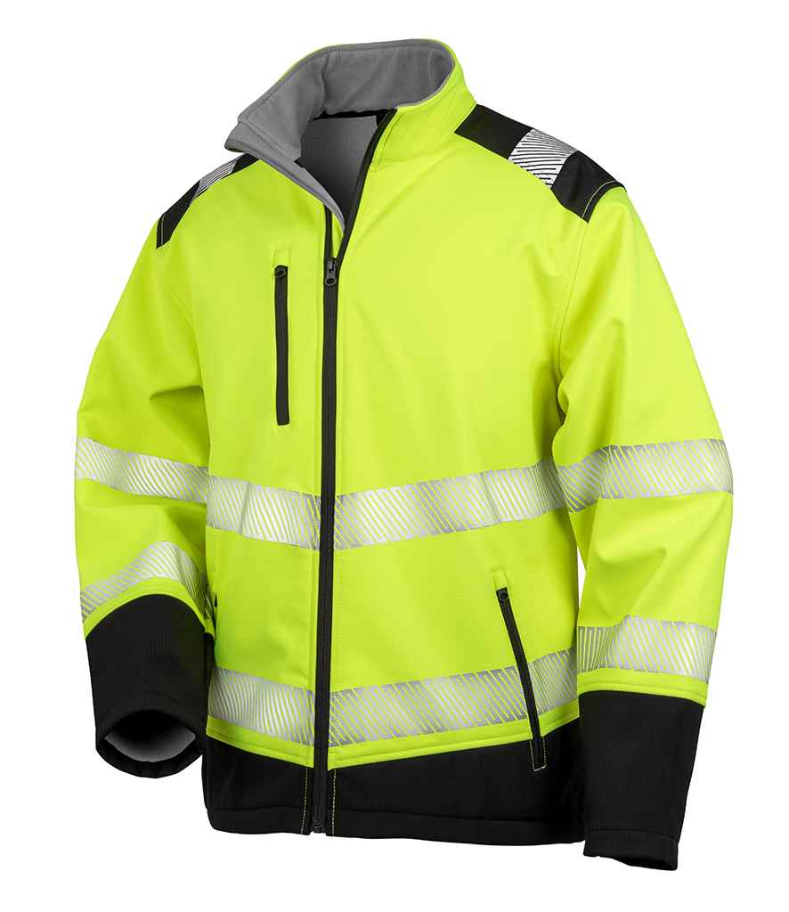 Result Safe-Guard Printable Ripstop Safety Soft Shell Jacket RS476 - Fluorescent Yellow/Black