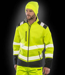 Result Safe-Guard Printable Ripstop Safety Soft Shell Jacket RS476 - RS476 Fluorescent Yellow/Black Model