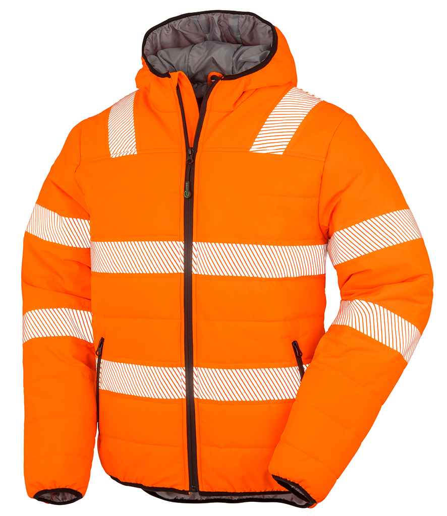Result Recycled Ripstop Padded Safety Jacket RS500 - Fluorescent Orange