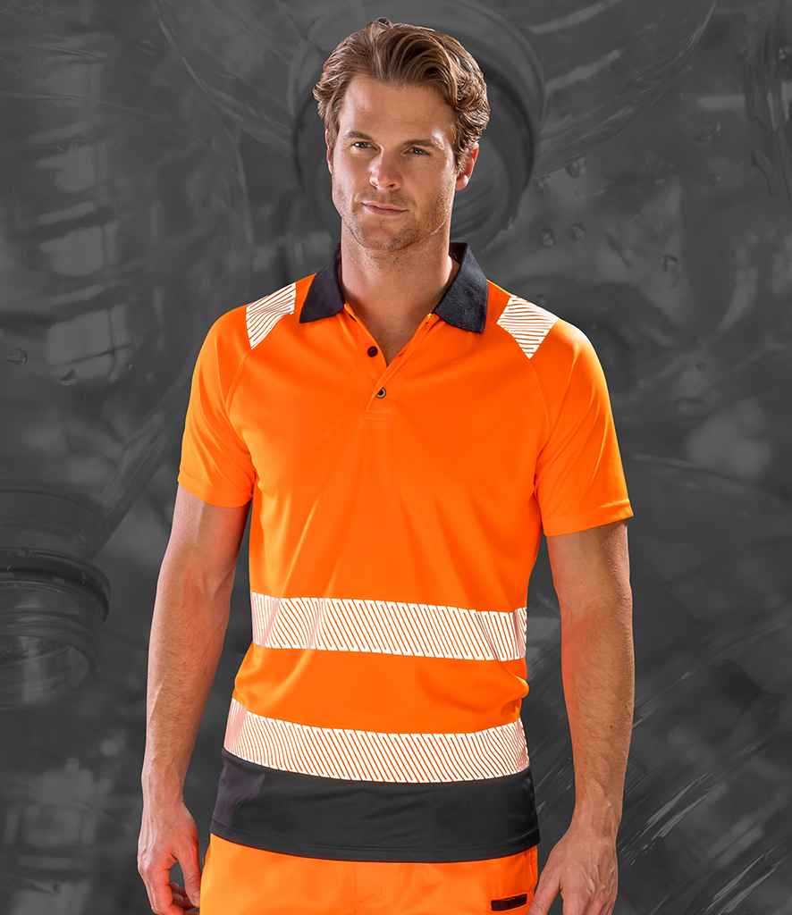 Result Recycled Safety Polo Shirt RS501 - RS501 Fluorescent Orange Model