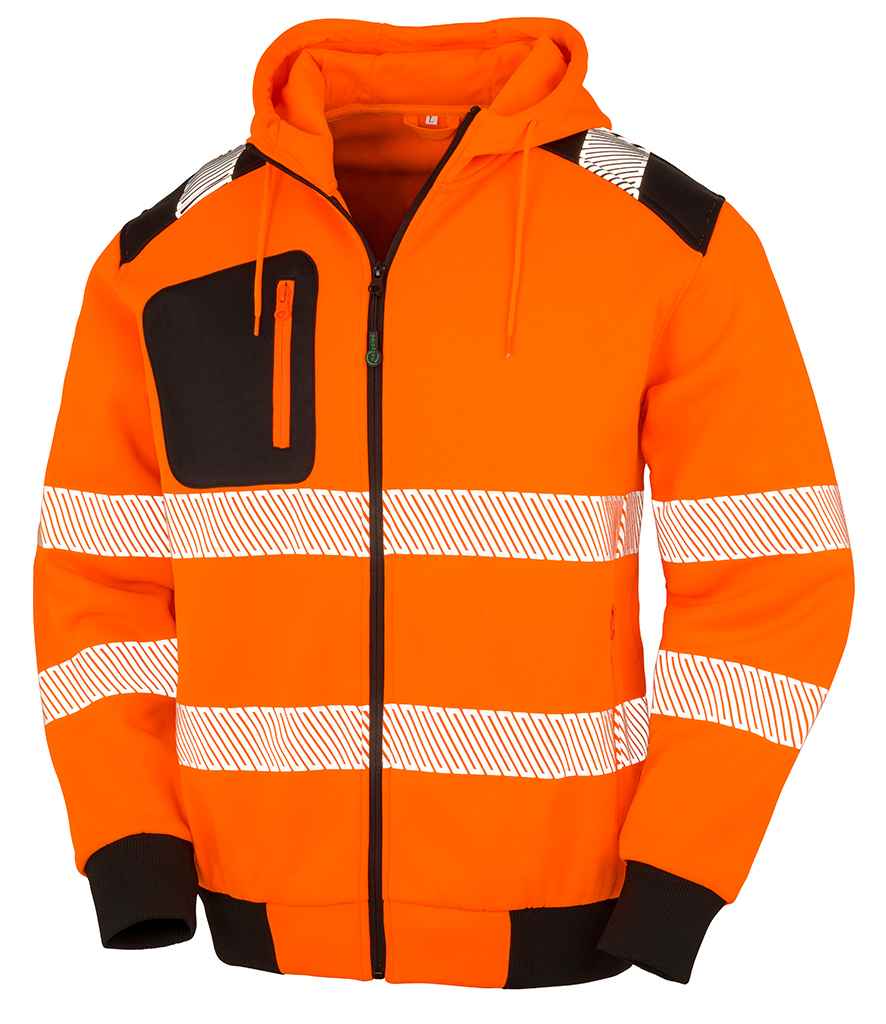 Result Recycled Safety Zip Hoodie RS503 - Fluorescent Orange