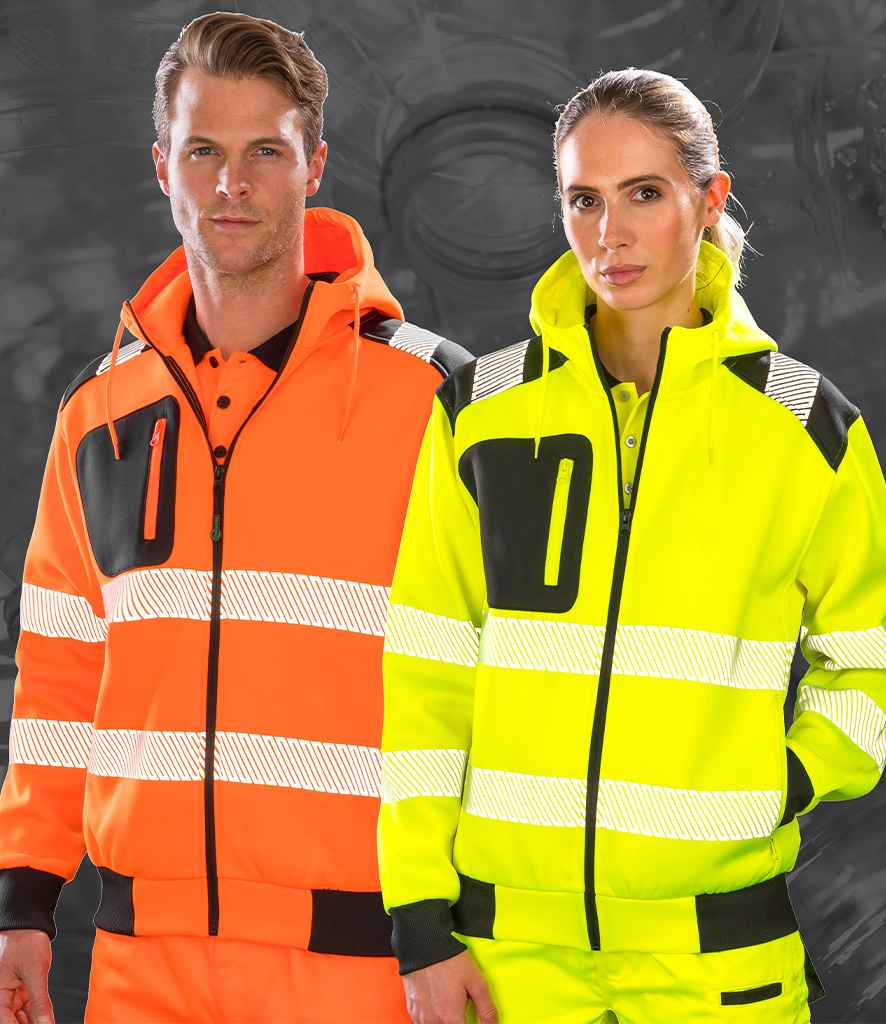 Result Recycled Safety Zip Hoodie RS503 - RS503 Fluorescent Orange Model