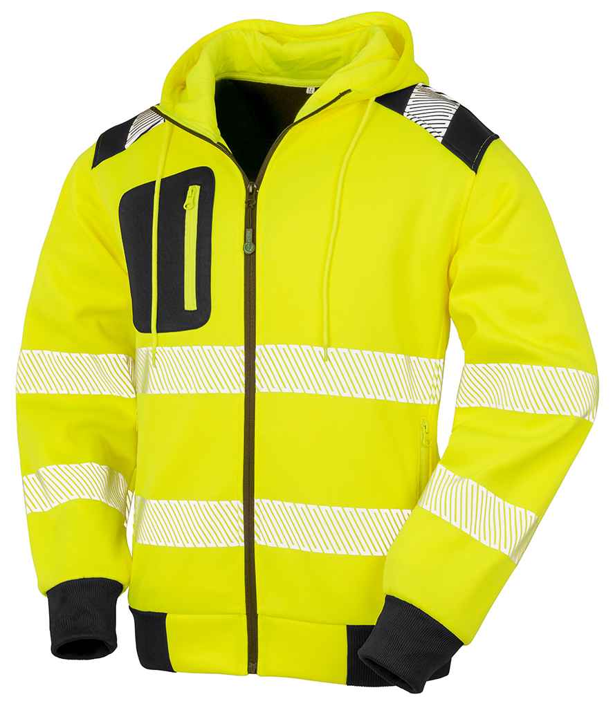 Result Recycled Safety Zip Hoodie RS503 - Fluorescent Yellow