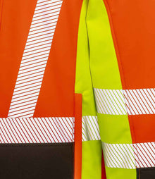 Result Recycled Three Layer Printable 3-Tone Safety Soft Shell Jacket RS506 - RS506 Fluorescent Yellow/Orange/Black Detail