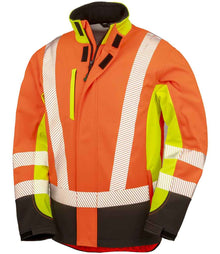Result Recycled Three Layer Printable 3-Tone Safety Soft Shell Jacket RS506 - Fluorescent Yellow/Orange/Black