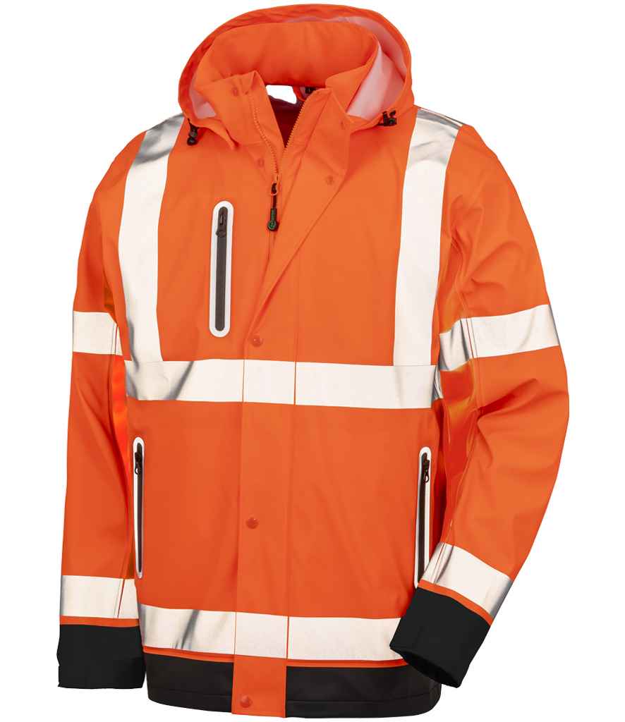 Result Recycled Heavy Duty Prism PU Safe and Dry Jacket RS507 - Fluorescent Orange/Black