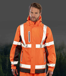 Result Recycled Heavy Duty Prism PU Safe and Dry Jacket RS507 - RS507 Fluorescent Orange/Black Model