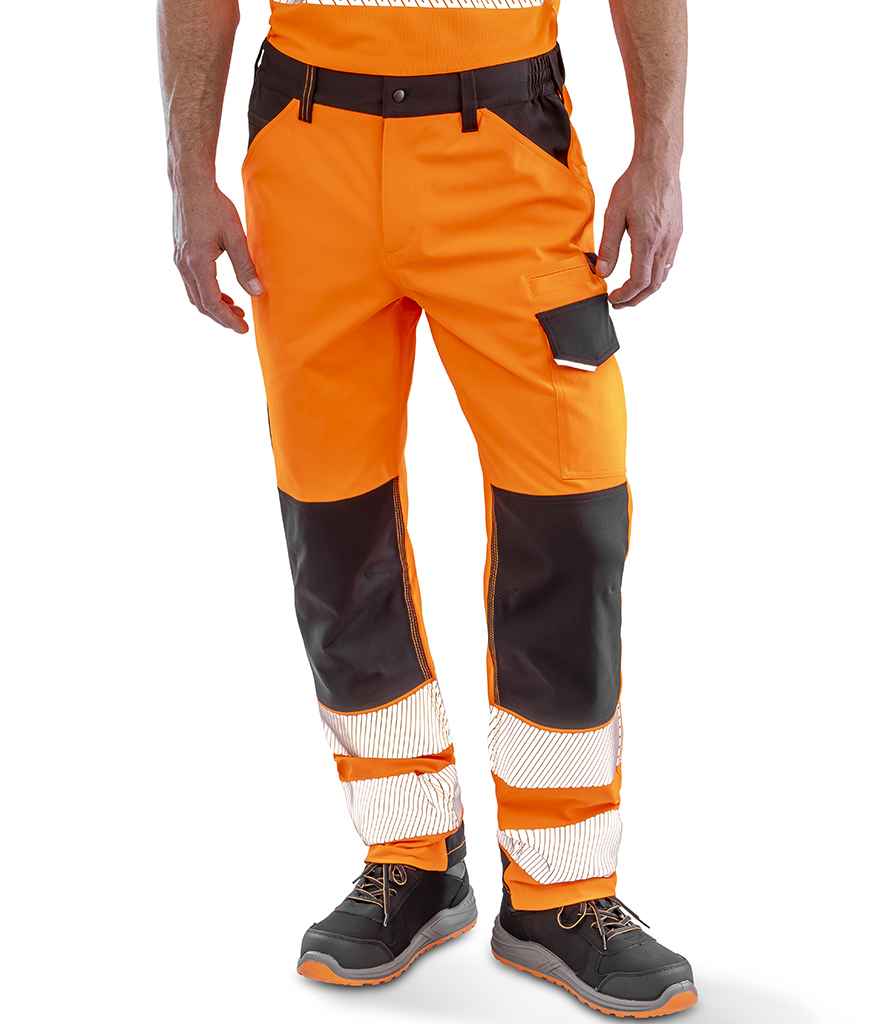 Result Recycled Dynamic Stretch Safety Trousers RS517 - Fluorescent Orange