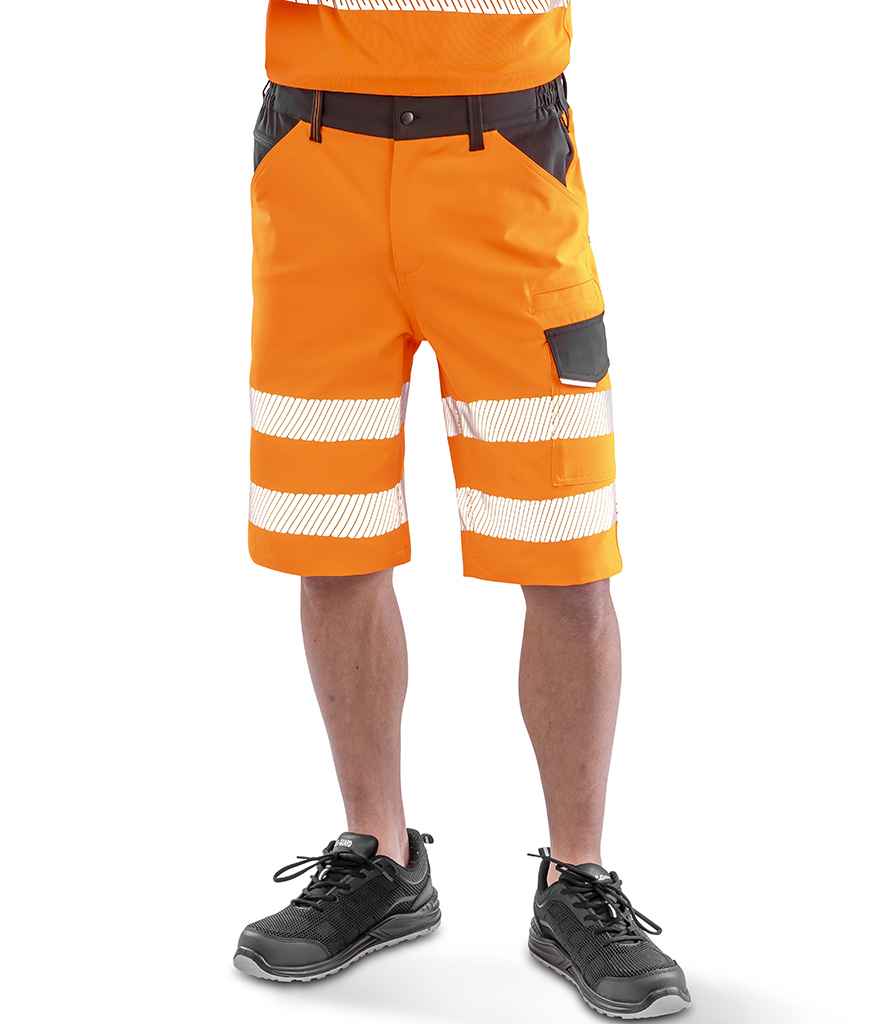 Result Recycled Dynamic Stretch Safety Shorts RS519 - RS519 Fluorescent Orange Model