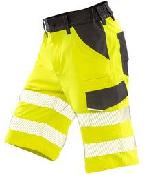 Result Recycled Dynamic Stretch Safety Shorts RS519 - RS519 Fluorescent Yellow Side