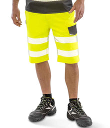 Result Recycled Dynamic Stretch Safety Shorts RS519 - RS519 Fluorescent Yellow Model