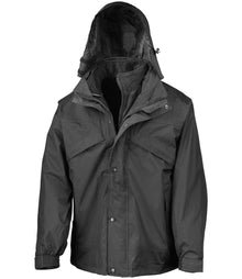 Result 3-in-1 Waterproof Zip and Clip Fleece Lined Jacket RS68 - Black/Black