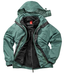 Result 3-in-1 Waterproof Zip and Clip Fleece Lined Jacket RS68 - RS68 Bottle Green/Black Detail