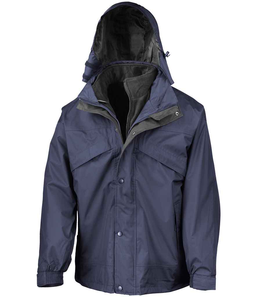 Result 3-in-1 Waterproof Zip and Clip Fleece Lined Jacket RS68 - Navy/Black