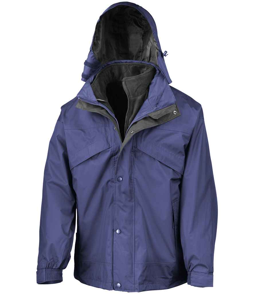 Result 3-in-1 Waterproof Zip and Clip Fleece Lined Jacket RS68 - Royal Blue/Black
