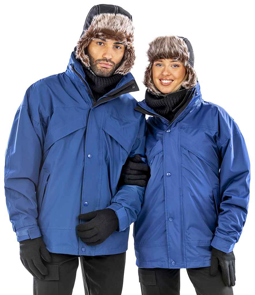 Result 3-in-1 Waterproof Zip and Clip Fleece Lined Jacket RS68 - RS68 Royal Blue/Black Model