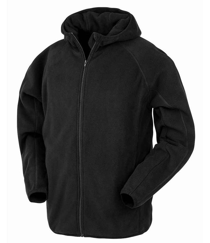 Result Recycled Hooded Micro Fleece Jacket RS906 - Black