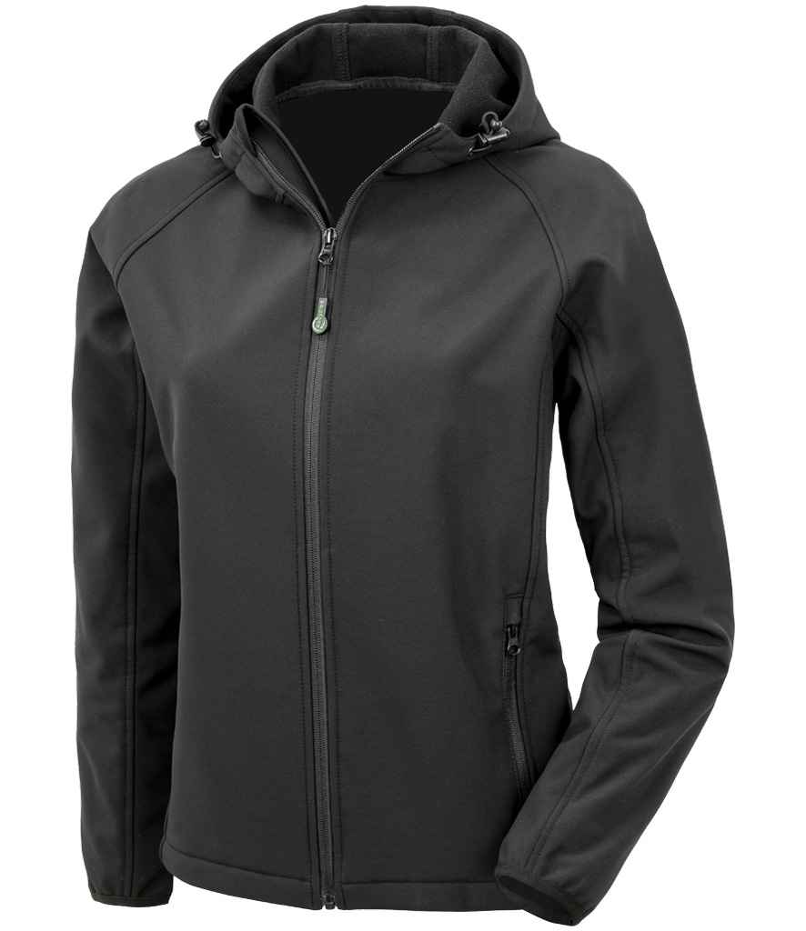 Result Recycled Ladies Three Layer Printable Hooded Soft Shell Jacket RS911F - Black
