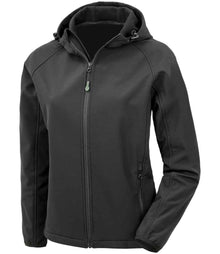 Result Recycled Ladies Three Layer Printable Hooded Soft Shell Jacket RS911F - Black