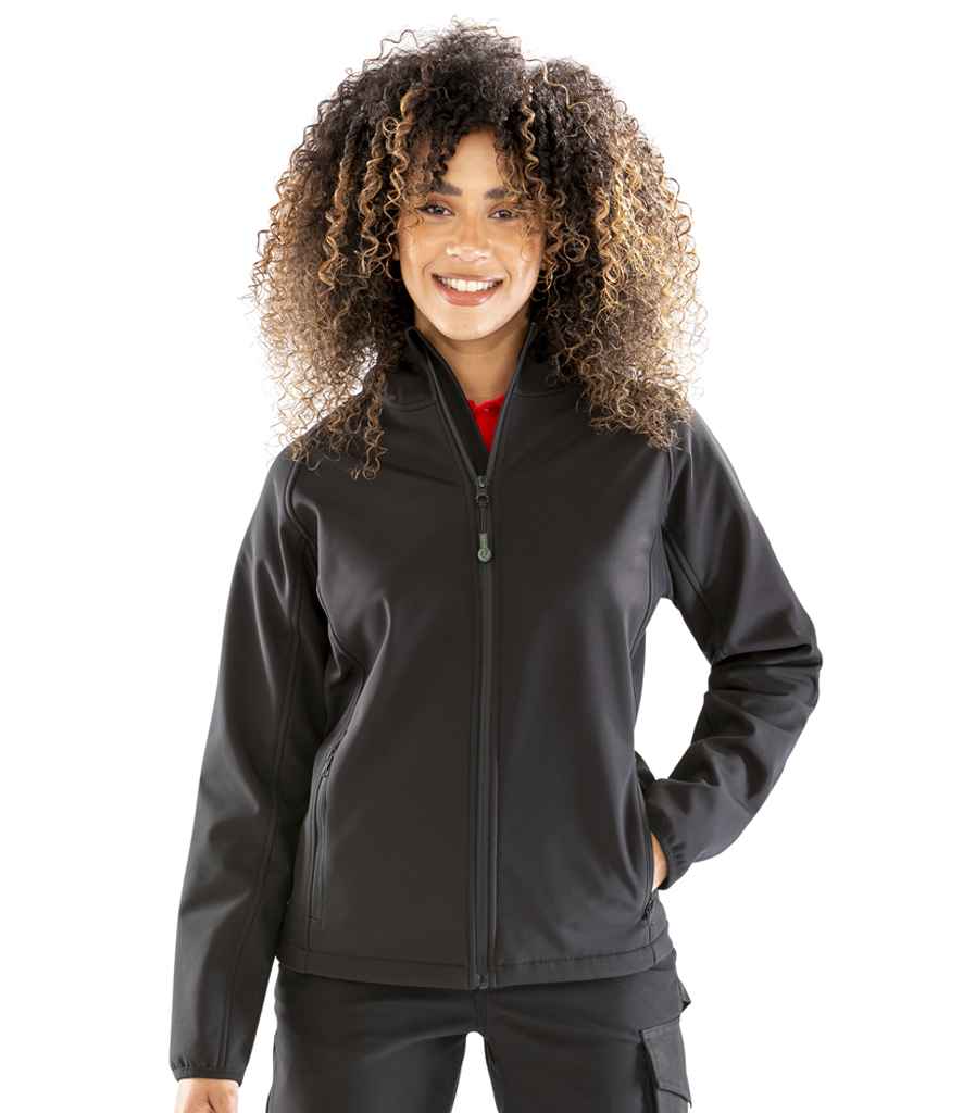 Result Recycled Ladies Three Layer Printable Hooded Soft Shell Jacket RS911F - RS911F Black Model