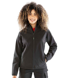 Result Recycled Ladies Three Layer Printable Hooded Soft Shell Jacket RS911F - RS911F Black Model