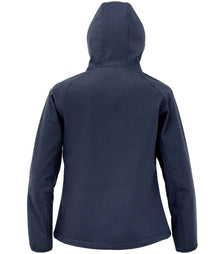 Result Recycled Ladies Three Layer Printable Hooded Soft Shell Jacket RS911F - RS911F Navy Back