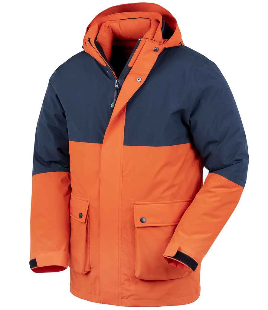 Result Recycled 3-in-1 Padded Ripstop Jacket RS920 - Orange/Navy