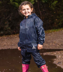 Result Kids Waterproof Jacket/Trouser Suit in Carry Bag RS95B - RS95B Navy Model