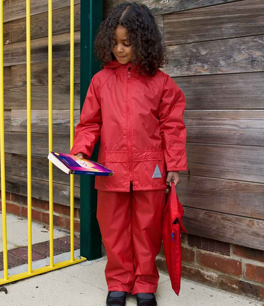 Result Kids Waterproof Jacket/Trouser Suit in Carry Bag RS95B - RS95B Red Model