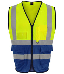 Pro RTX High Visibility Executive Waistcoat RX705 - Yellow/Royal Blue
