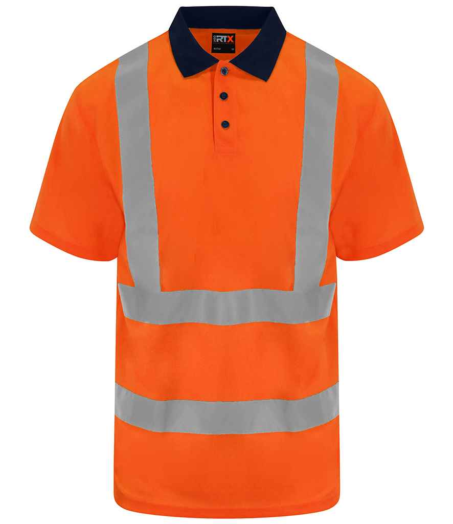 Pro RTX High Visibility Polo Shirt RX710 - Orange/Navy
