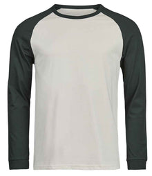 Tee Jays Unlabeled Baseball T-Shirt T1170 - Cement/Dark Green