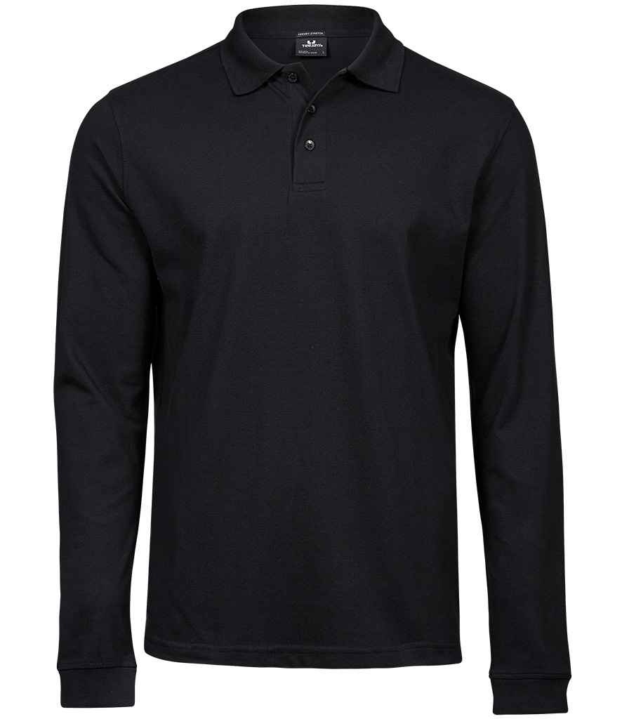 Tee Jays Luxury Stretch Long Sleeve Polo Shirt T1406 - Black