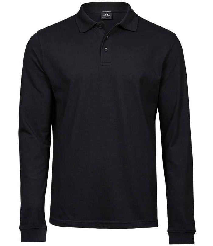 Tee Jays Luxury Stretch Long Sleeve Polo Shirt T1406 - Black