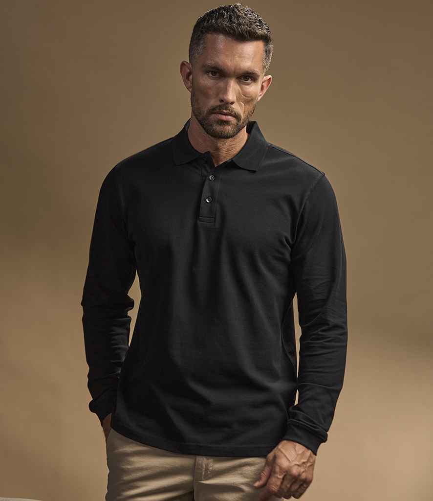 Tee Jays Luxury Stretch Long Sleeve Polo Shirt T1406 - T1406 Black Model